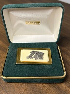 Barlow Scrimshaw-Style Etched Horses Money Clip New in Box